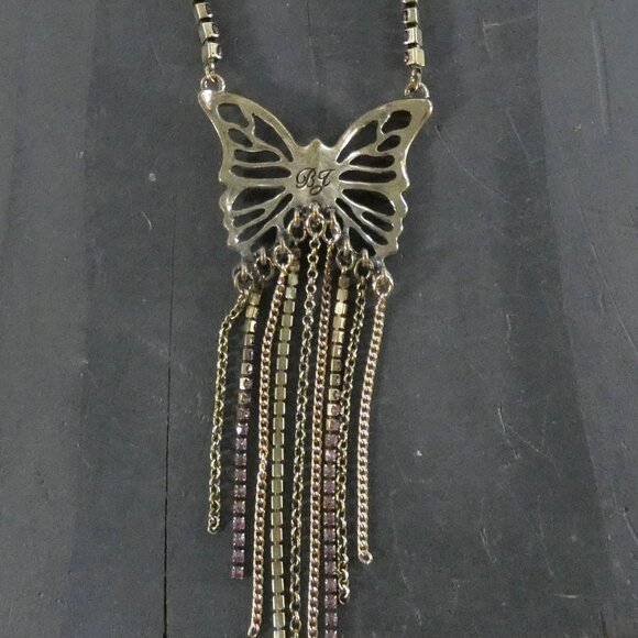NWT Betsey Johnson Women's Boho Butterfly Fringe Pendant Necklace - Picture 5 of 12